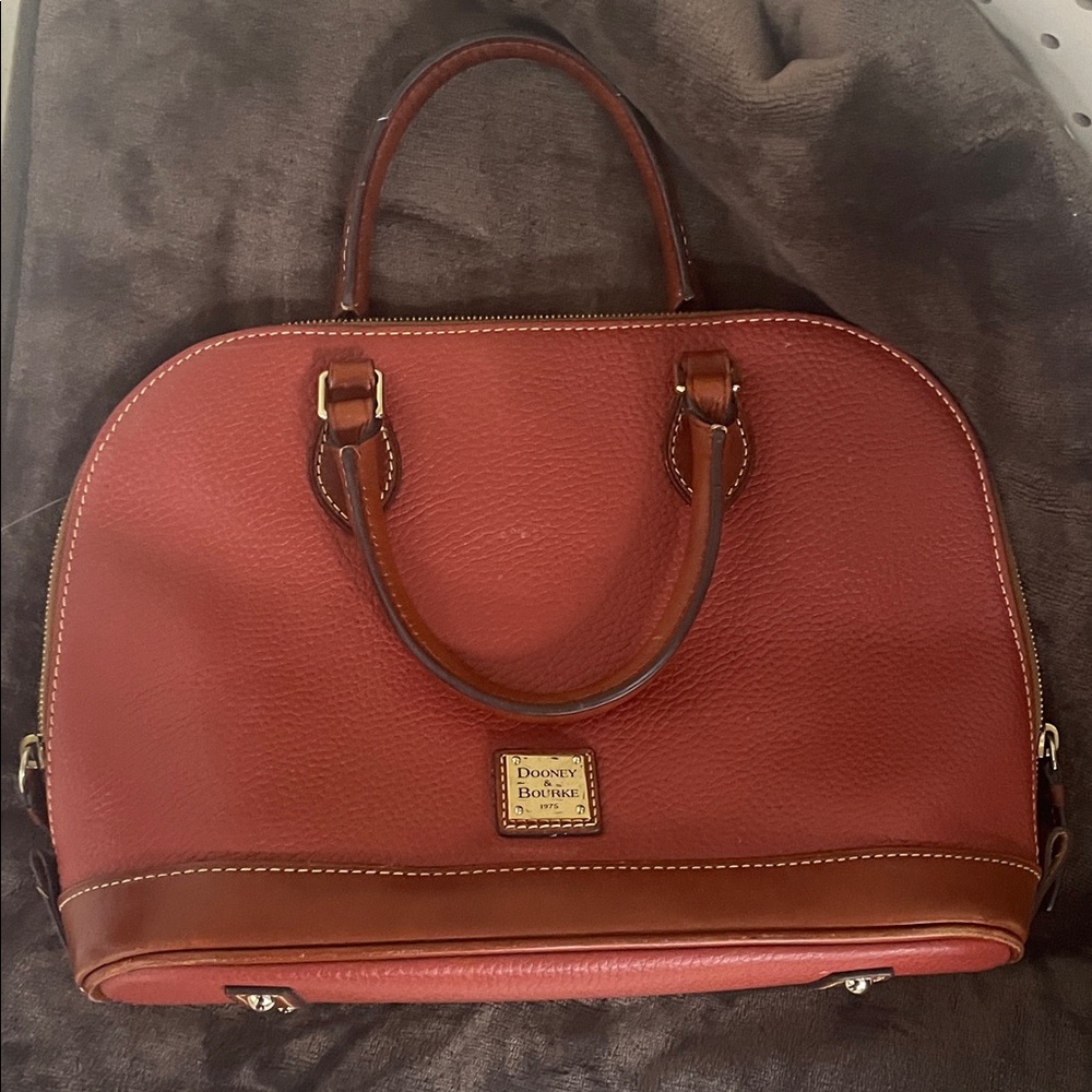 Dooney & Bourke Brick Red and Brown Satchel